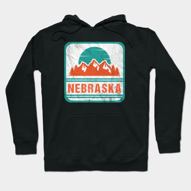 Retro Vintage Nebraska USA Mountain Gift for Men Hoodie by JKFDesigns